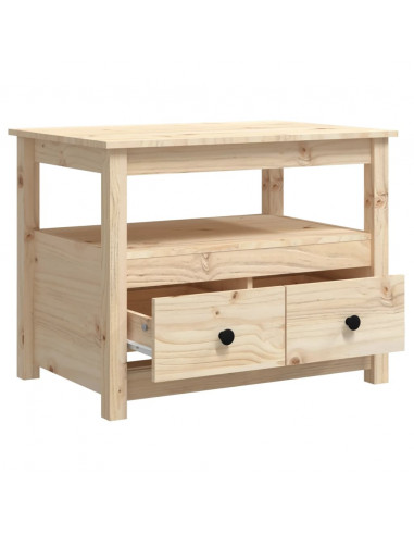 Tavolino da Salotto 71x49x55 cm in Legno Massello di Pino