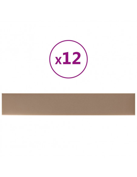 Pannelli Murali 12 pz Cappuccino 90x15 cm in Similpelle 1,62 m²