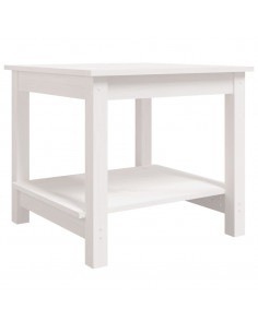 Tavolino da Salotto Bianco 50x50x45 cm Legno Massello di Pino 2