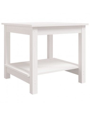 Tavolino da Salotto Bianco 50x50x45 cm Legno Massello di Pino