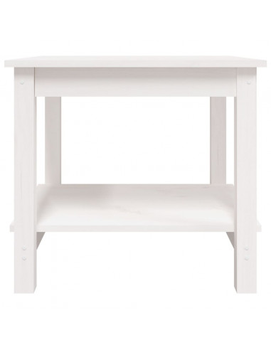 Tavolino da Salotto Bianco 50x50x45 cm Legno Massello di Pino