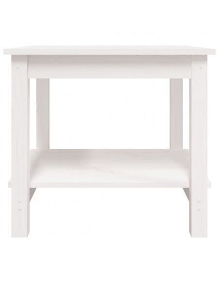 Tavolino da Salotto Bianco 50x50x45 cm Legno Massello di Pino