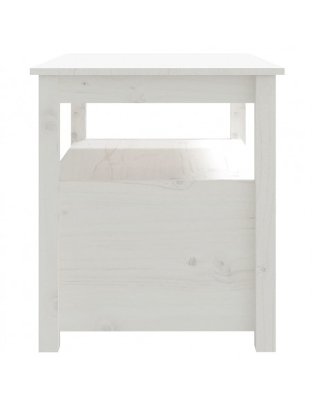 Tavolino da Salotto Bianco 71x49x55cm in Legno Massello di Pino