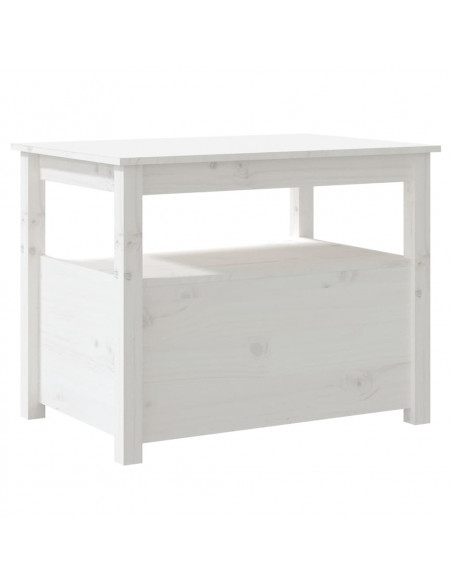 Tavolino da Salotto Bianco 71x49x55cm in Legno Massello di Pino