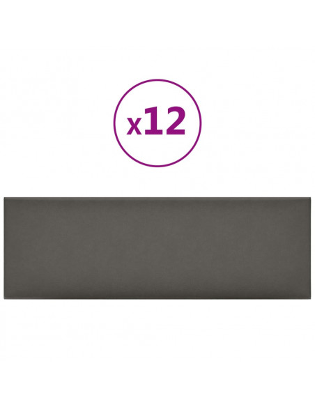 Pannelli Murali 12 pz Grigi 90x30 cm in Similpelle 3,24 m²
