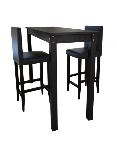 Set Tavolino da Bar con 2 Sgabelli Neri