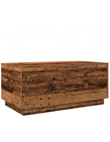 Tavolino da Salotto con Luci LED Legno Antico 90x50x40 cm