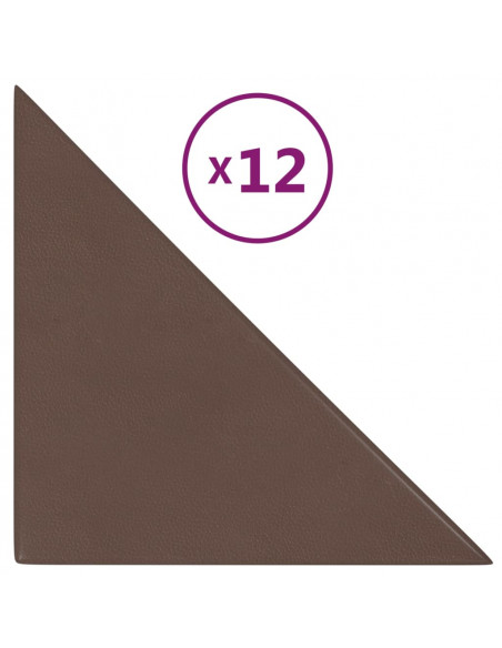 Pannelli Murali 12 pz Marroni 30x30 cm in Similpelle 0,54 m²