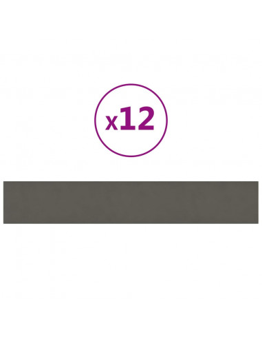 Pannelli Murali 12 pz Grigio Scuro 90x15 cm Velluto 1,62 m²