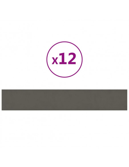 Pannelli Murali 12 pz Grigio Scuro 90x15 cm Velluto 1,62 m²