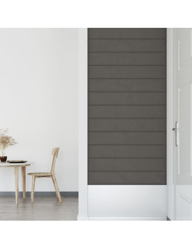 Pannelli Murali 12 pz Grigio Scuro 90x15 cm Velluto 1,62 m²