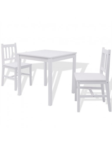 Set Tre Pezzi da Pranzo in Legno di Pino Bianco