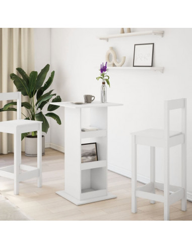 Tavolo Bar con Portaoggetti Bianco 60x60x102 cm in Truciolato