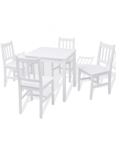 Set da Pranzo 5 pz in Legno di Pino Bianco