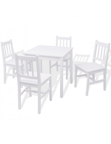 Set da Pranzo 5 pz in Legno di Pino Bianco