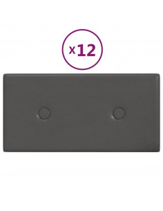Pannelli Murali 12 pz Grigi 30x15 cm in Similpelle 0,54 m² 2