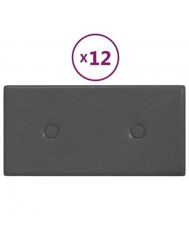 Pannelli Murali 12 pz Grigi 30x15 cm in Similpelle 0,54 m²