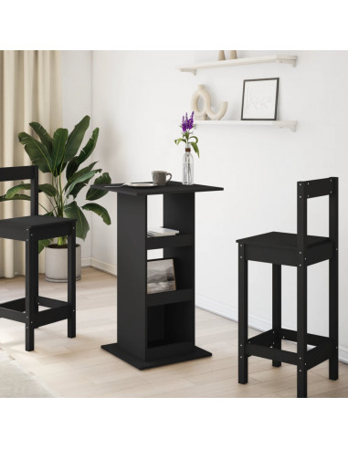 Tavolo Bar con Portaoggetti Nero 60x60x102 cm in Multistrato