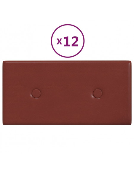 Pannelli Murali 12 pz Rosso Vino 30x15 cm in Similpelle 0,54 m²