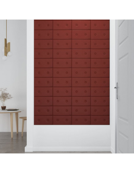 Pannelli Murali 12 pz Rosso Vino 30x15 cm in Similpelle 0,54 m²