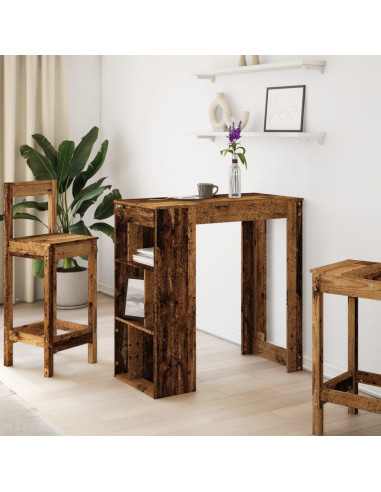 Tavolo Bar con Rastrelliera Antico 102x50x103,5 cm Multistrato