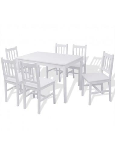 Set da Pranzo 7 pz in Legno di Pino Bianco