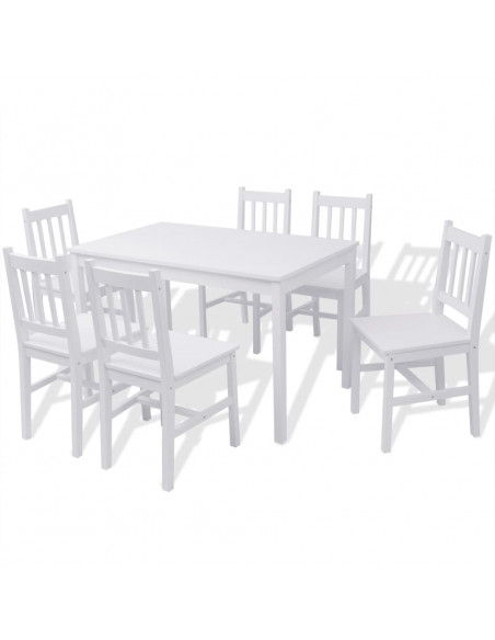 Set da Pranzo 7 pz in Legno di Pino Bianco