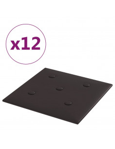 Pannelli Murali 12 pz Neri 30x30 cm Similpelle 1,08 m² 2