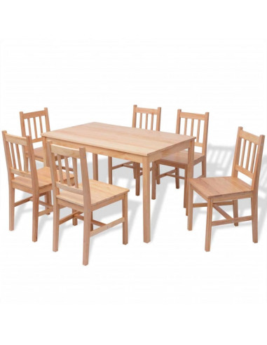 Set da Pranzo 7 pz in Legno di Pino