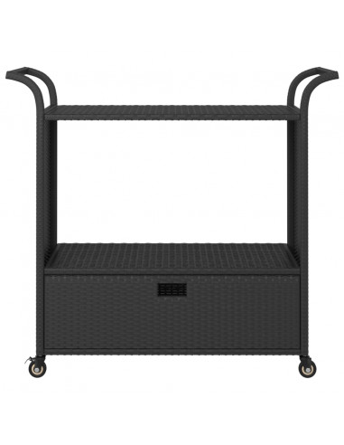 Carrello da Bar con Cassetto Nero 100x45x97 cm in Polyrattan