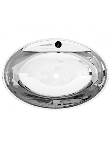 Lavandino con Troppopieno 58,5x39x21 cm in Ceramica Argento