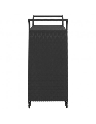 Carrello da Bar con Cassetto Nero 100x45x97 cm in Polyrattan