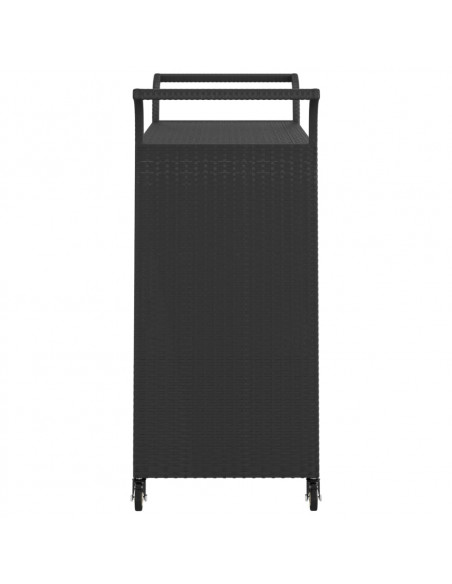 Carrello da Bar con Cassetto Nero 100x45x97 cm in Polyrattan