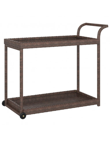 Carrello da Bar Marrone 100x45x83 cm in Polyrattan