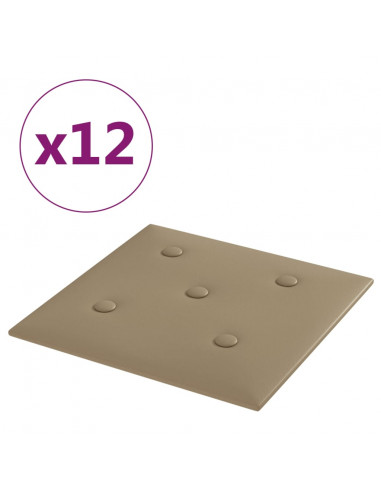 Pannelli Murali 12 pz Cappuccino 30x30 cm Similpelle 1,08 m²