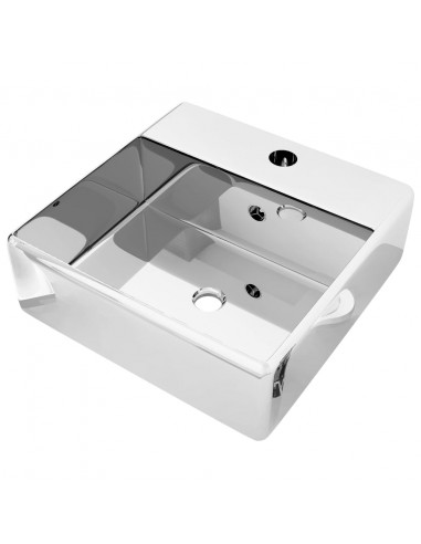 Lavandino con Troppopieno 41x41x15 cm in Ceramica Argento