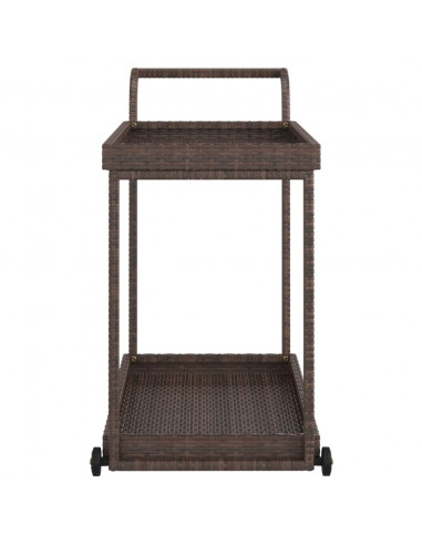 Carrello da Bar Marrone 100x45x83 cm in Polyrattan