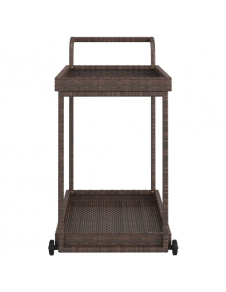 Carrello da Bar Marrone 100x45x83 cm in Polyrattan