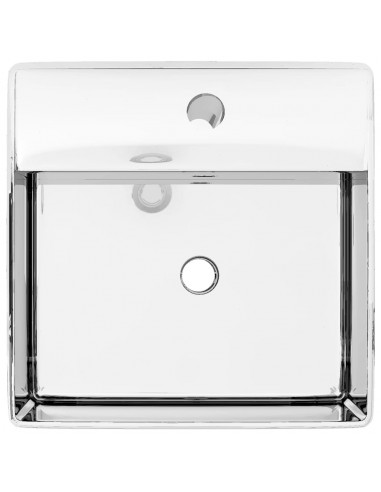 Lavandino con Troppopieno 41x41x15 cm in Ceramica Argento