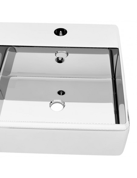 Lavandino con Troppopieno 41x41x15 cm in Ceramica Argento