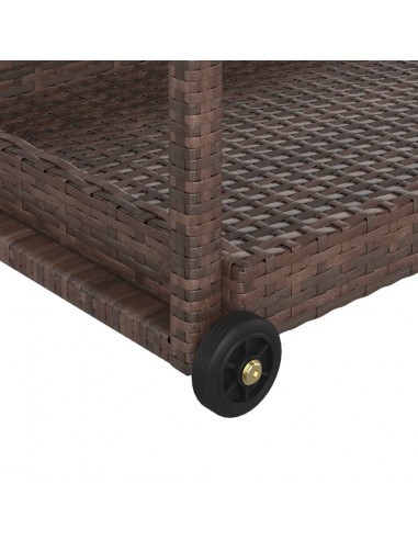 Carrello da Bar Marrone 100x45x83 cm in Polyrattan