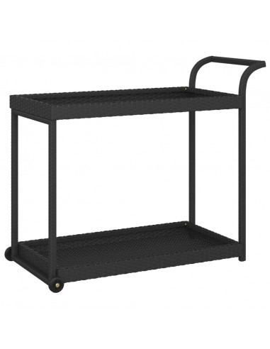 Carrello da Bar Nero 100x45x83 cm in Polyrattan