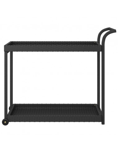 Carrello da Bar Nero 100x45x83 cm in Polyrattan