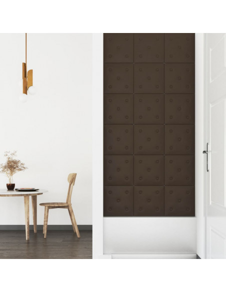 Pannelli Murali 12 pz Marroni 30x30 cm Similpelle 1,08 m²