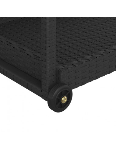 Carrello da Bar Nero 100x45x83 cm in Polyrattan