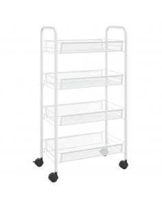 Carrello da Cucina con 4 Ripiani Bianco 46x26x64 cm in Ferro 2