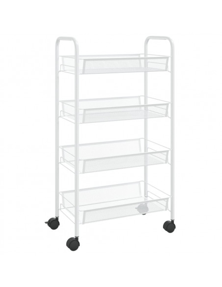 Carrello da Cucina con 4 Ripiani Bianco 46x26x64 cm in Ferro