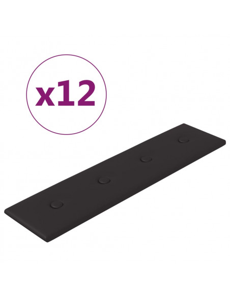 Pannelli Murali 12 pz Neri 60x15 cm Similpelle 1,08 m²