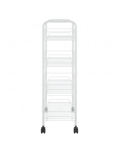 Carrello da Cucina con 4 Ripiani Bianco 46x26x64 cm in Ferro