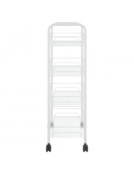 Carrello da Cucina con 4 Ripiani Bianco 46x26x64 cm in Ferro